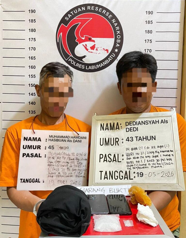 Polres Labuhan Batu Ungkap Peredaran Sabu Antar Wilayah, Dua Pria Ditangkap dengan Barang Bukti Puluhan Gram