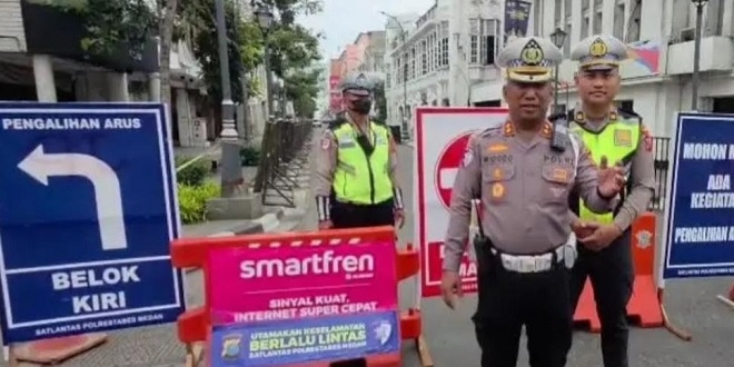 Satlantas Polrestabes Medan Tutup Sejumlah Ruas Jalan, AKBP Widodo Minta Warga Bersabar!