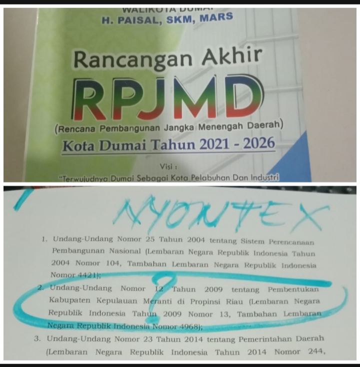 Miris..!! Dokumen Rancangan Akhir RPJMD Kota Dumai Tahun 2021-2026 Diduga 