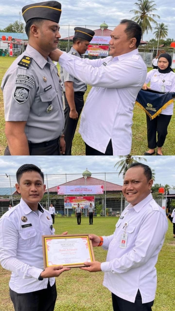 Mementumi Peringati Hari Kesaktian Pancasila, Kalapas Pasir Pengaraian Serahkan Tanda Kenaikan Pangkat dan Penghargaan Pegawai Teladan