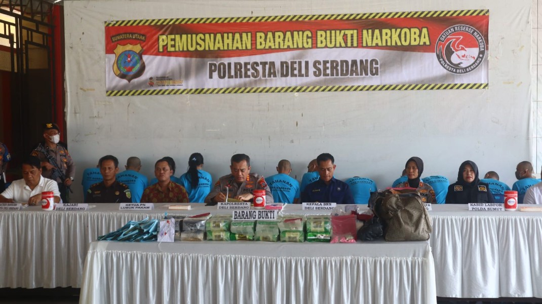 Polresta Deli Serdang Musnahkan Barang Bukti Narkoba Senilai Tujuh Miliar Rupiah