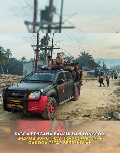 Pasca Bencana Banjir dan Longsor, Brimob Sumut Pastikan Anak-Anak Garoga Tetap Bersekolah