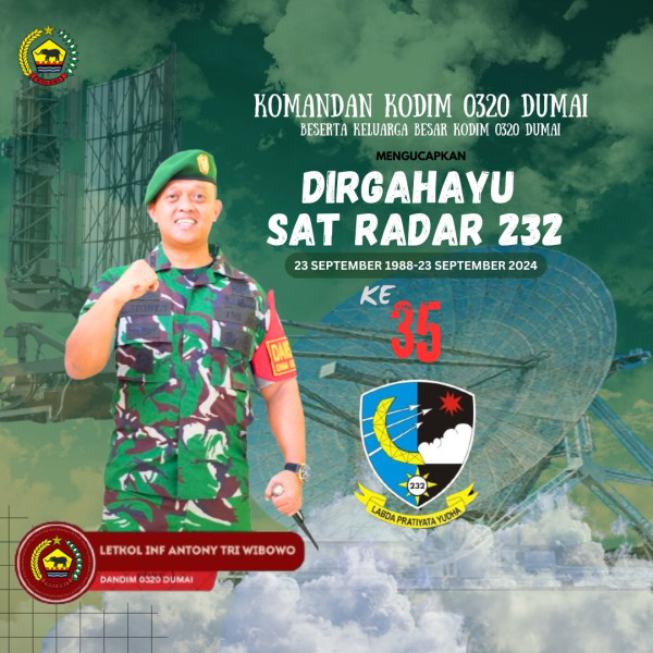 HUT ke 35, Dandim 0320/Dumai Ucapkan Tahniah Kepada Sat Radar