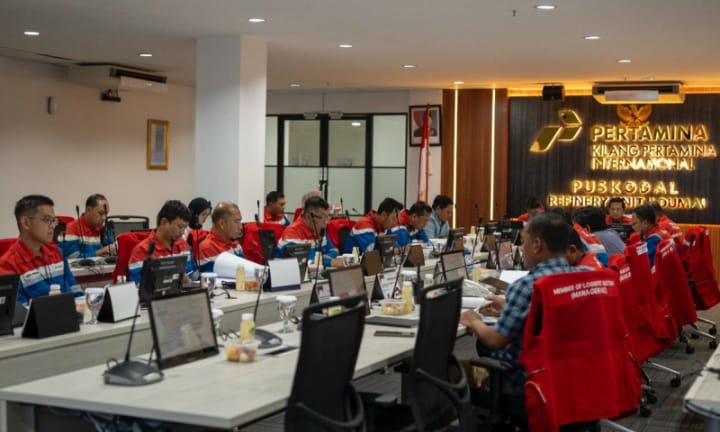 Simulasi Koordinasi Penanggulangan Keadaan Darurat di Area Perairan, Kilang Pertamina Dumai Gelar Table Top Major Emergency Drill 2025