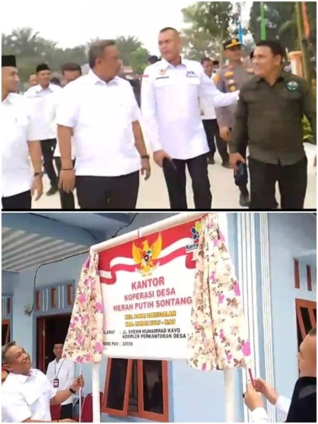 Bupati Rohul Didampingi Zulfahrianto Resmikan Koperasi Merah Putih Desa Sontang
