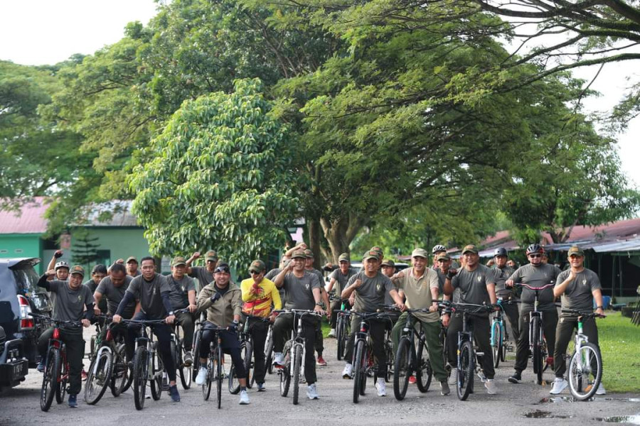 Jaga Kebugaran Seluruh Personil Ikuti Giat Sepeda Santai Bersama Pgs Dandim Dumai