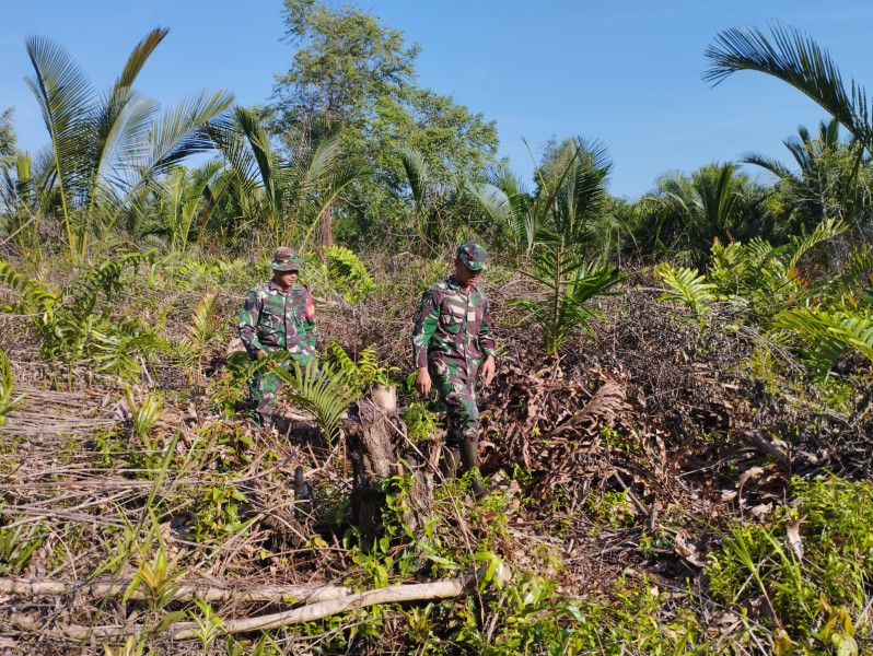 Babinsa dan Masyarakat Bersinergi Cegah Karhutla di Merbau