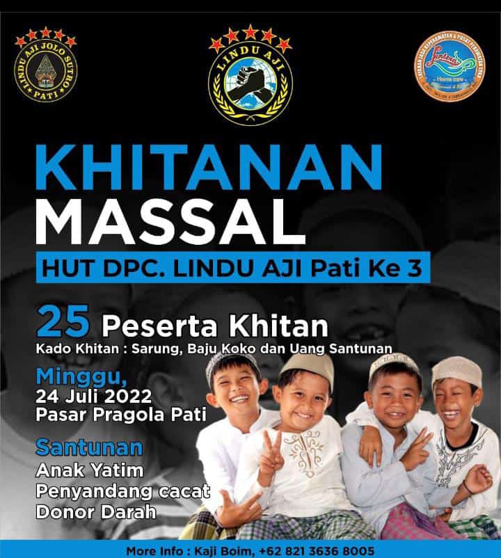 Khitanan Massal Memeriahkan HUT ke 3 DPC Lindu Aji Pati